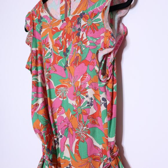 MARINE LAYER Laney Side Tie Ruffle Minidress Vintage Floral Multicolor Women's S - Picture 8 of 16